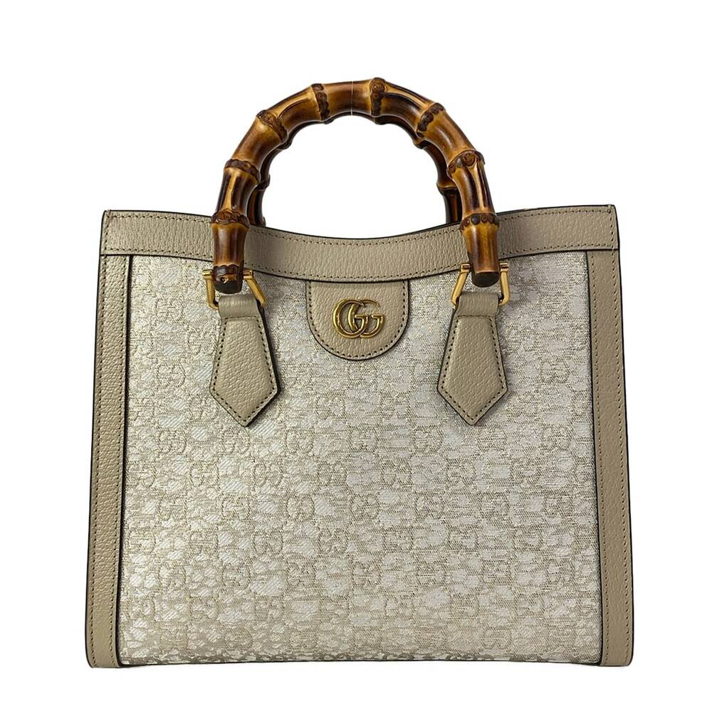 Gucci Diana Small Tote Bag Tote Bag 702721 Cream Gold Beige Jacquard Leather